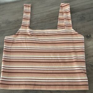 American Eagle Outfitters Ribbed Tank with Brown and Cream Stripes